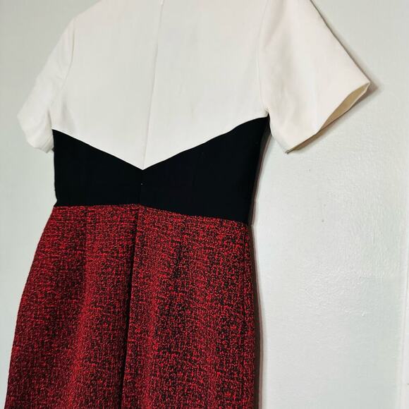 Jason Wu Collective Red Jacquard Colorblock Short Sleeve Mini Dress Size 10 - Picture 14 of 15